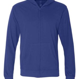 Unisex Sueded Long Sleeve Hooded Full Zip T-Shirt