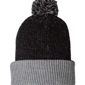 12" Speckled Pom-Pom Cuffed Beanie